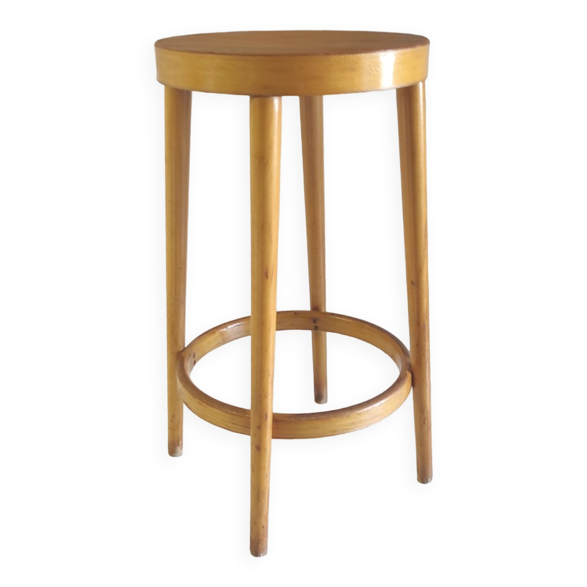 Tabouret de bar Baumann en bois massif années 50 60
