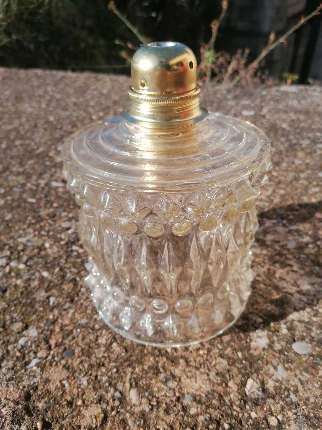 Globe hanging lamp in vintage molded glass