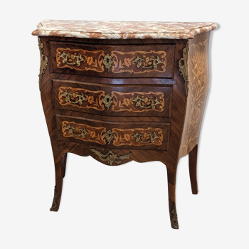 Small chest of drawers sauteuse louis XV inlaid