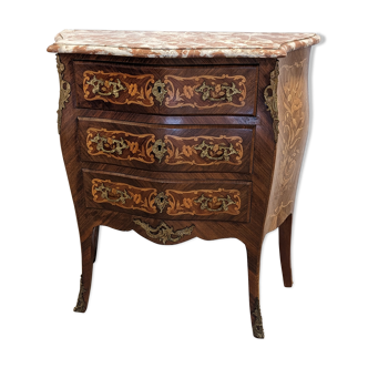 Small chest of drawers sauteuse louis XV inlaid