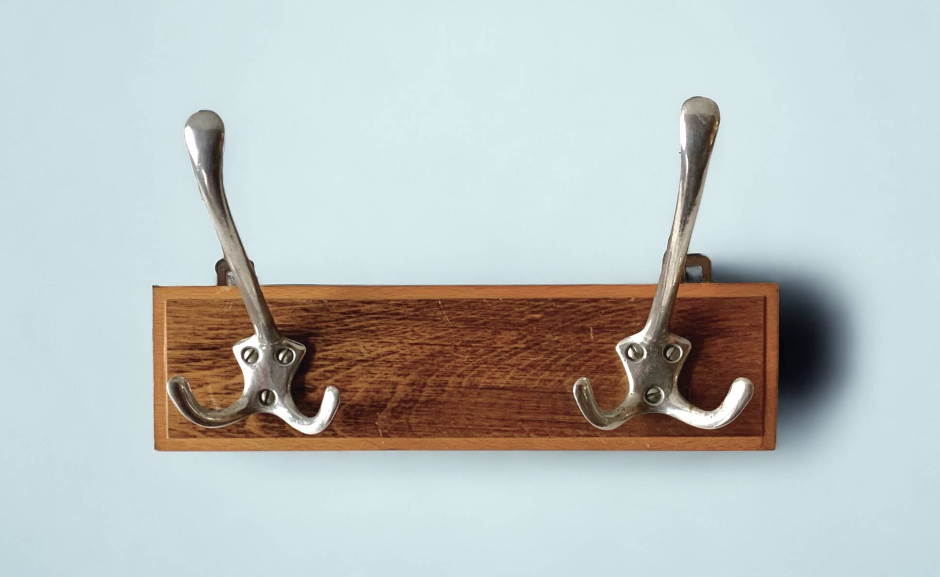 Vintage wooden wall coat rack - 2 hooks