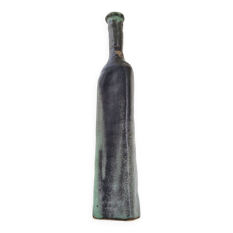 Vase bouteille en grès vintage 1970