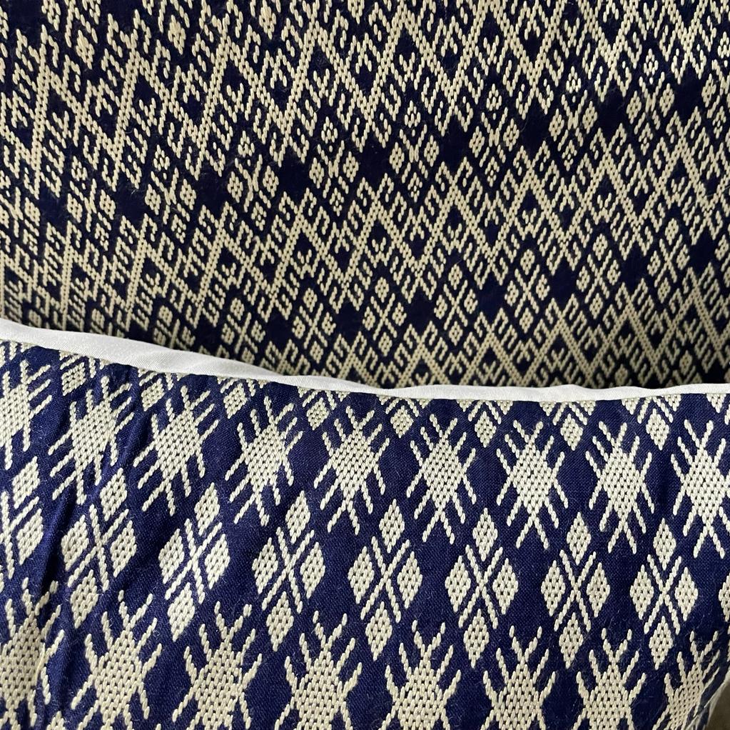 Blue beige Kachin cushion 30x50 cm