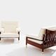 Pair of armchairs by Carlo De Carlo, rosewood, leather, brass, 1966