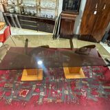 Large rattan table by Maurizio Mariani