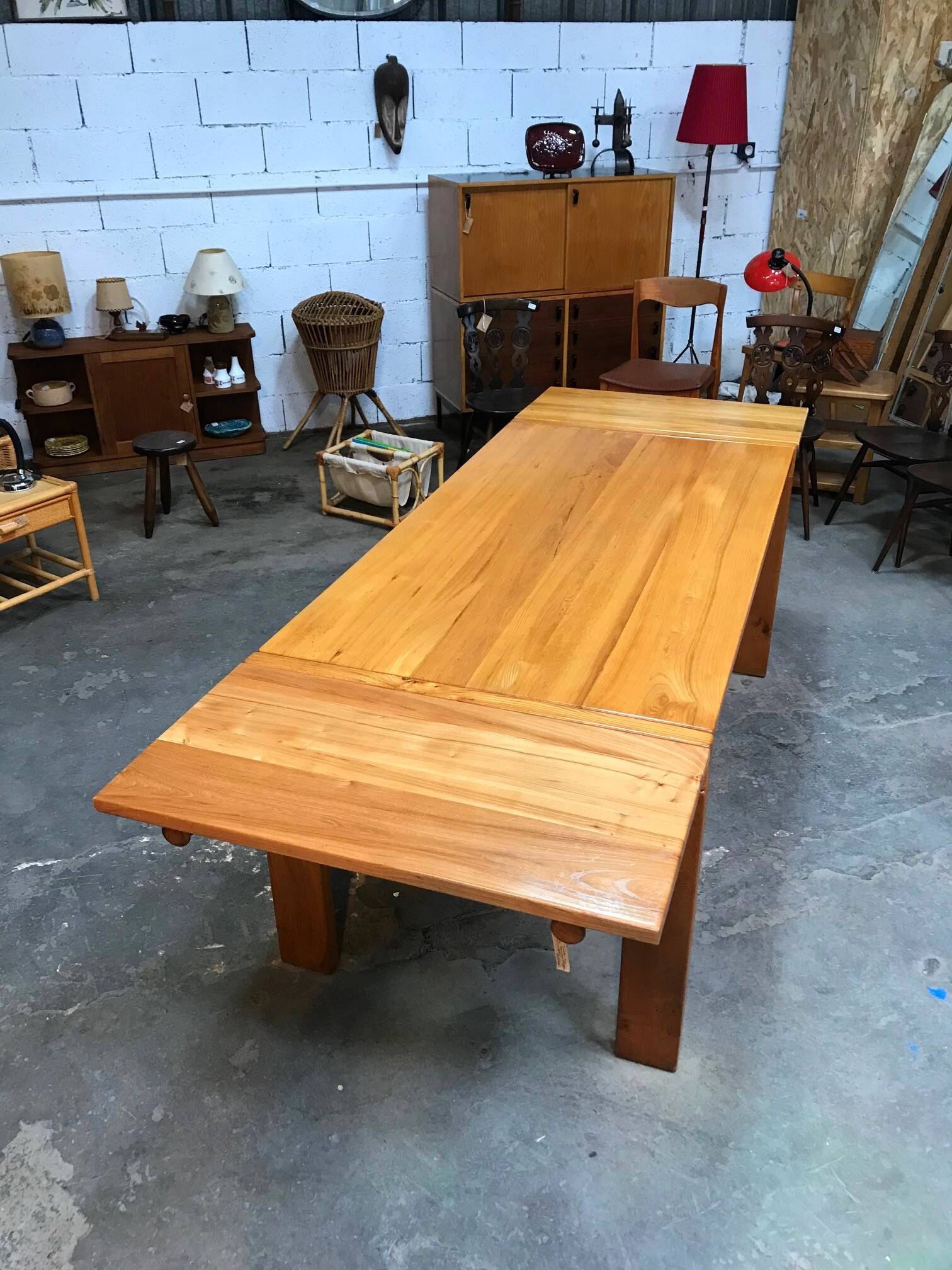 Vintage elm table Maison Regain 80s