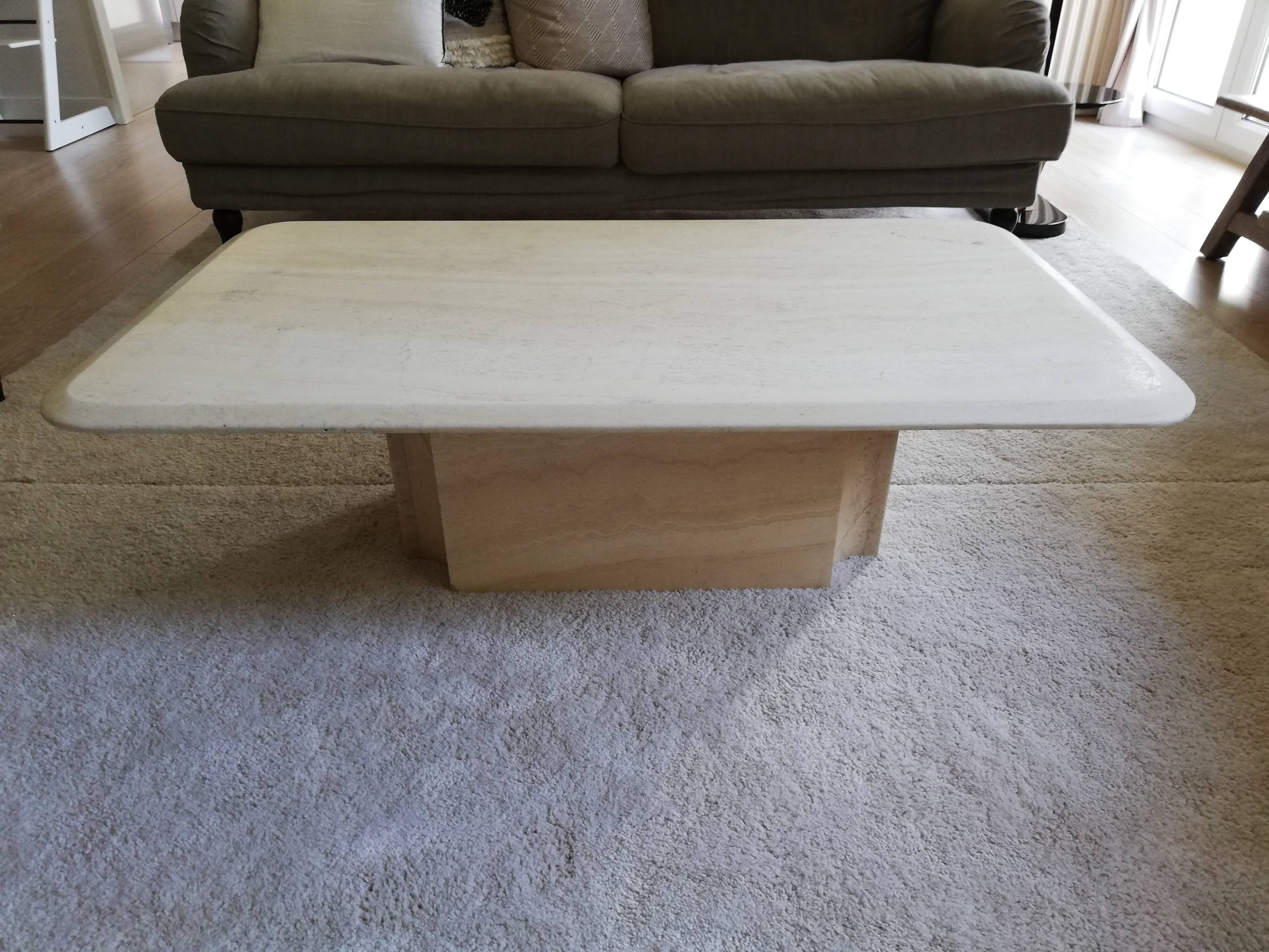 Large coffee table in vintage travertine