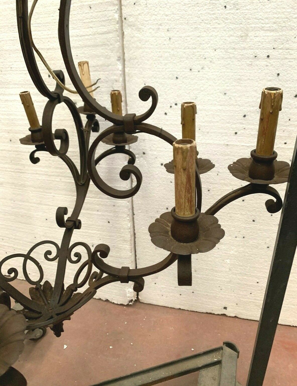 Louis xv style wrought iron chandelier twelve points of light xx century