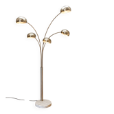 Lampadaire arc 5 lumières en métal chromé et marbre – style Space Age