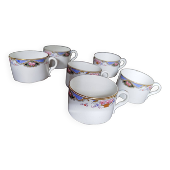 6 Digoin porcelain cups