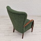 Fauteuil restauré, tissu vert bouteille