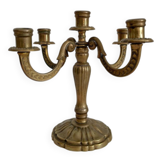 Antique brass candlestick holder with 5 lights