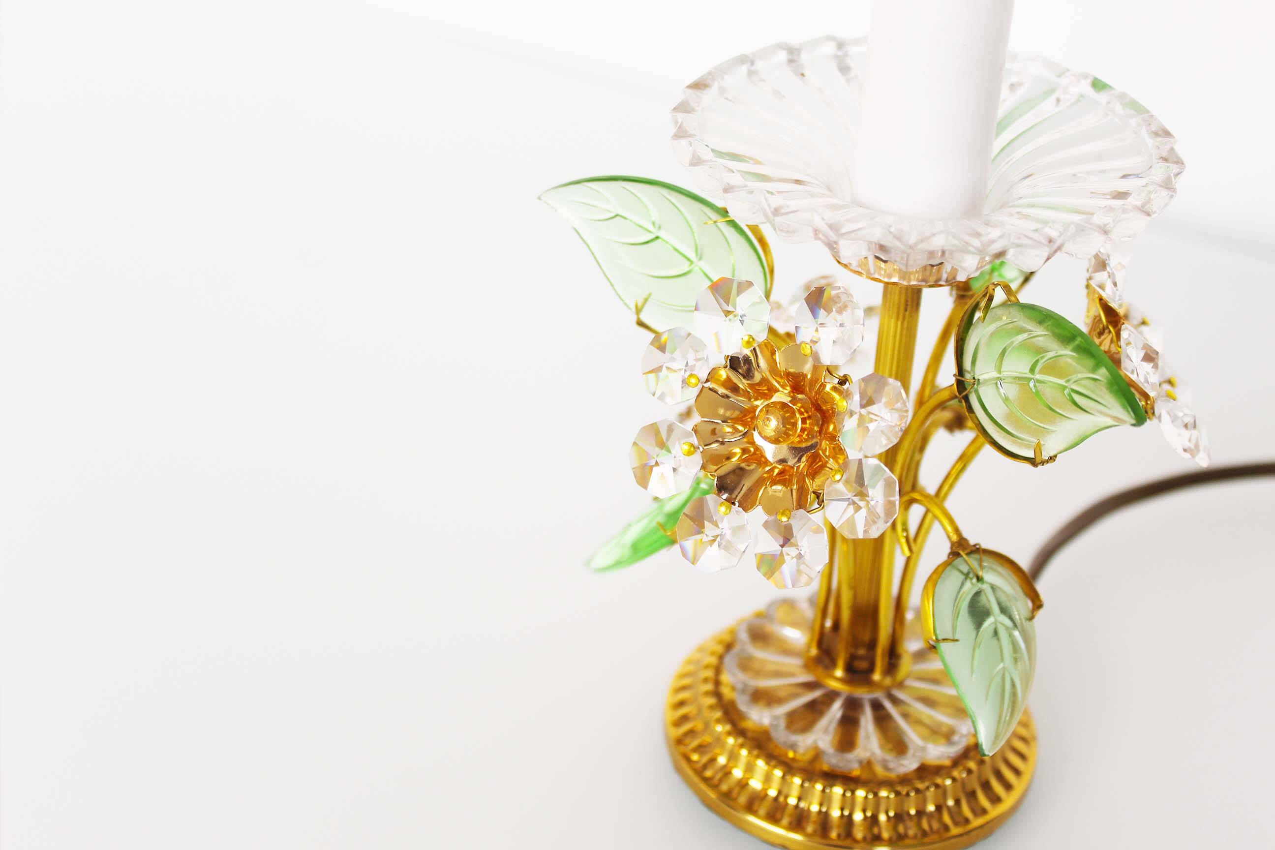 Incredible gilt and crystal Floral table lamp by Palwa