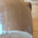 Brown glazed stoneware pot - antique glazed ceramic utensil holder