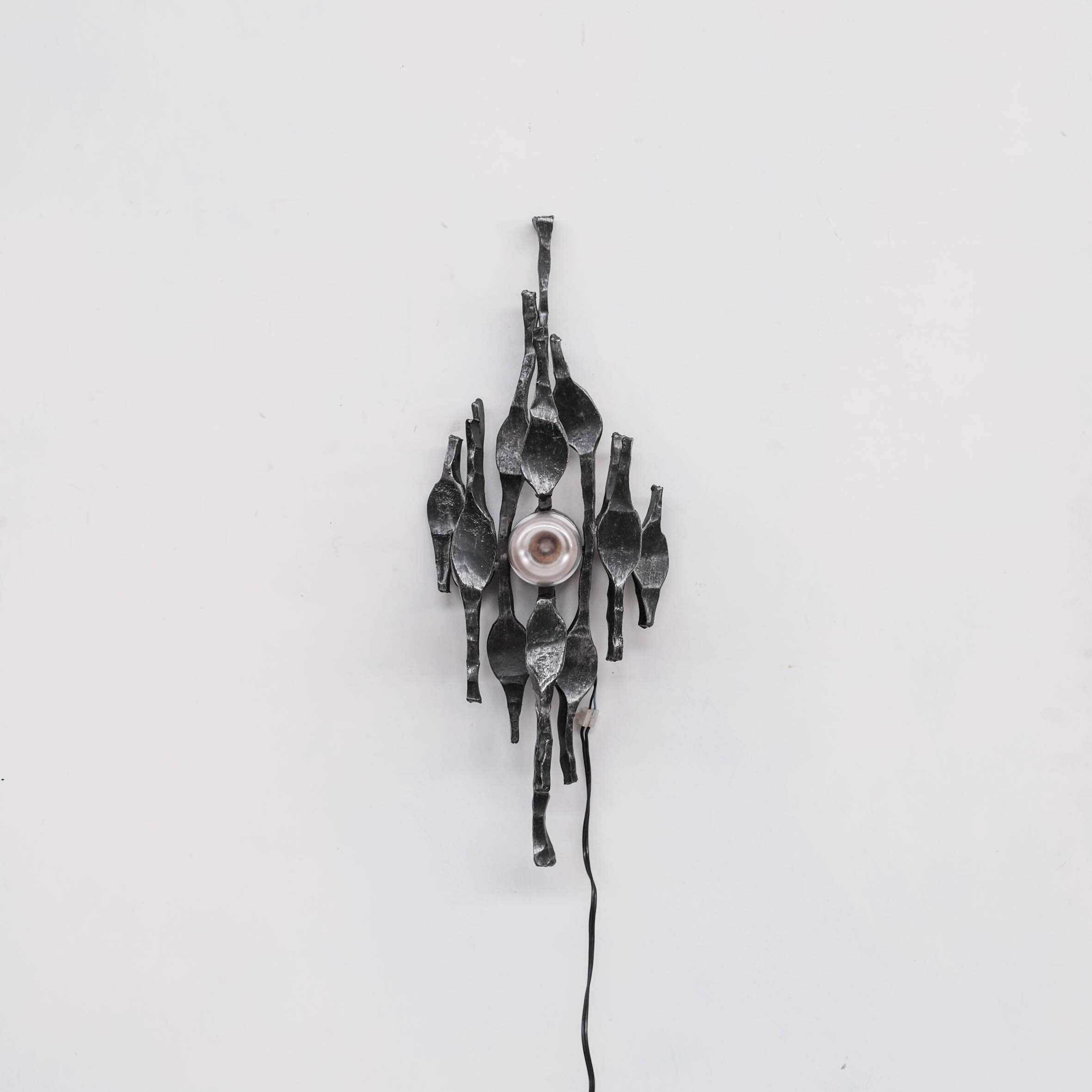Brutalist Iron Single Mid-Century Belgium Wall Light