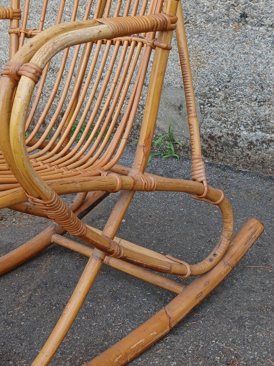 Rocking-chair en rotin , années 50/60
