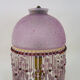 Table lamp, bedside lamp, speckled pink globe and glass and wood beads. Year 60