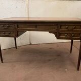 Louis XVI style flat desk in mahogany top of fawn leather XX century