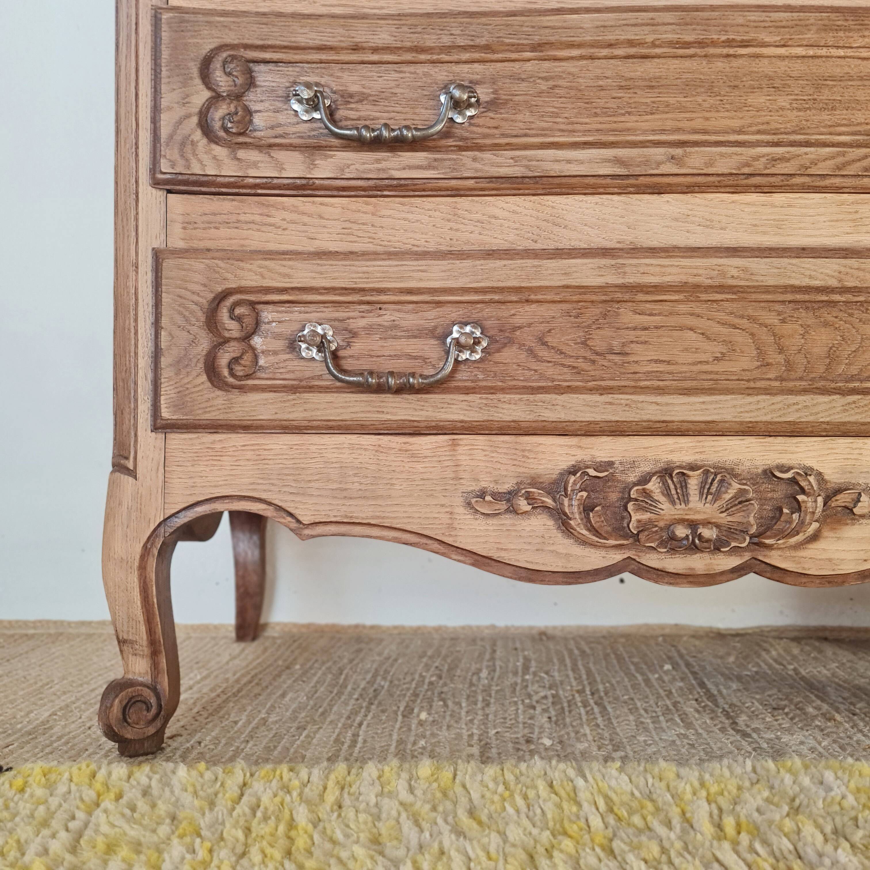 Antique commode with curved drawers - solid wood