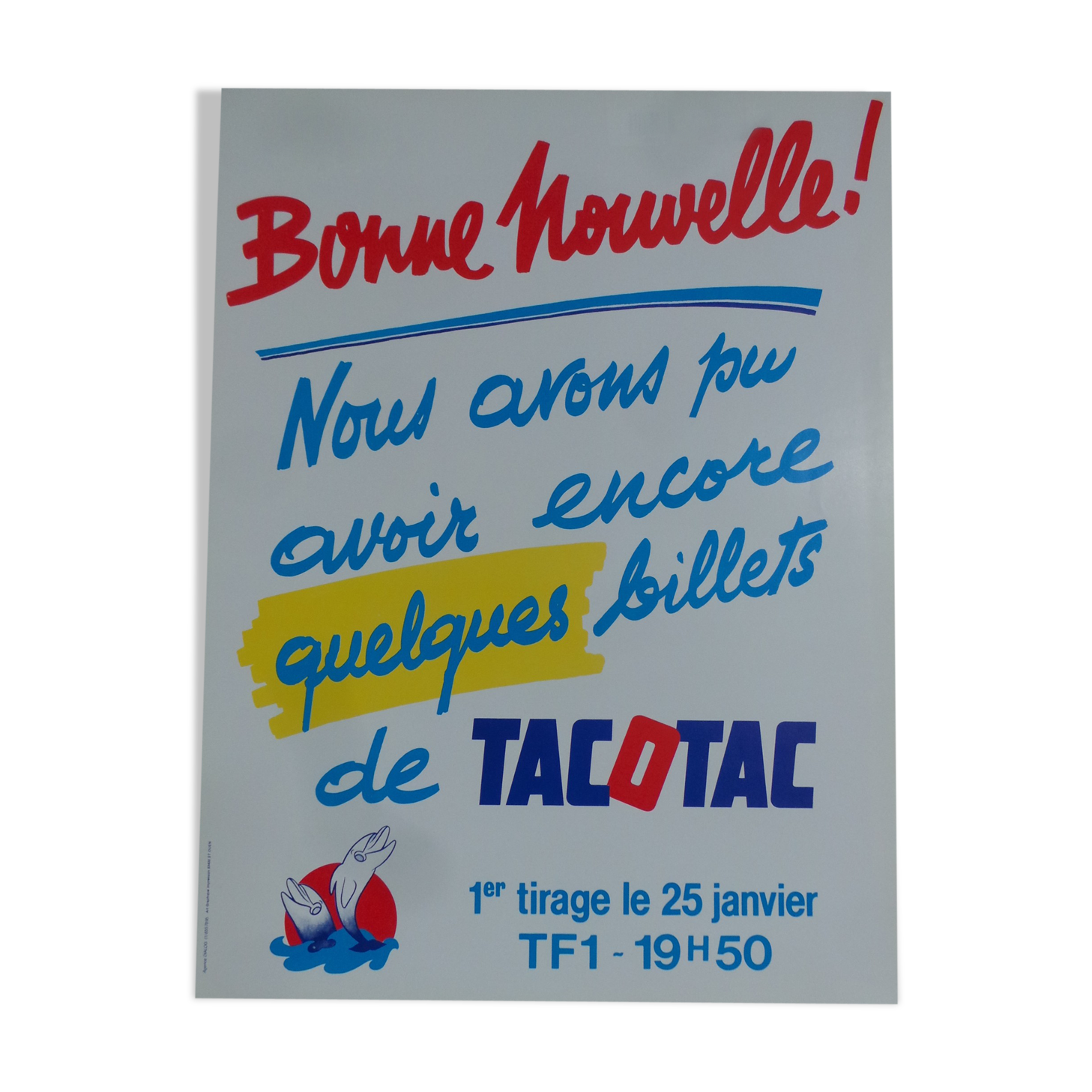 Original national lottery poster good news tac o tac