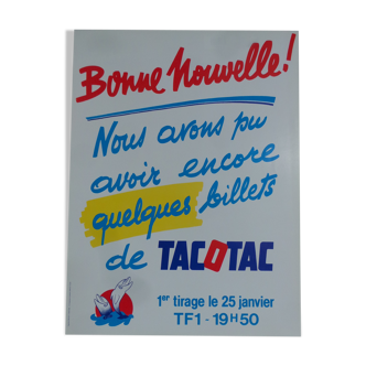 Affiche originale loterie nationale bonne nouvelle tac o tac