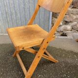 6 folding wooden bistro terrace cafe chairs 60's