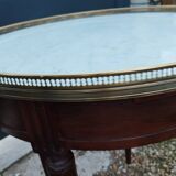 Table bouillotte ancienne avec plateau marbre style louis xvi