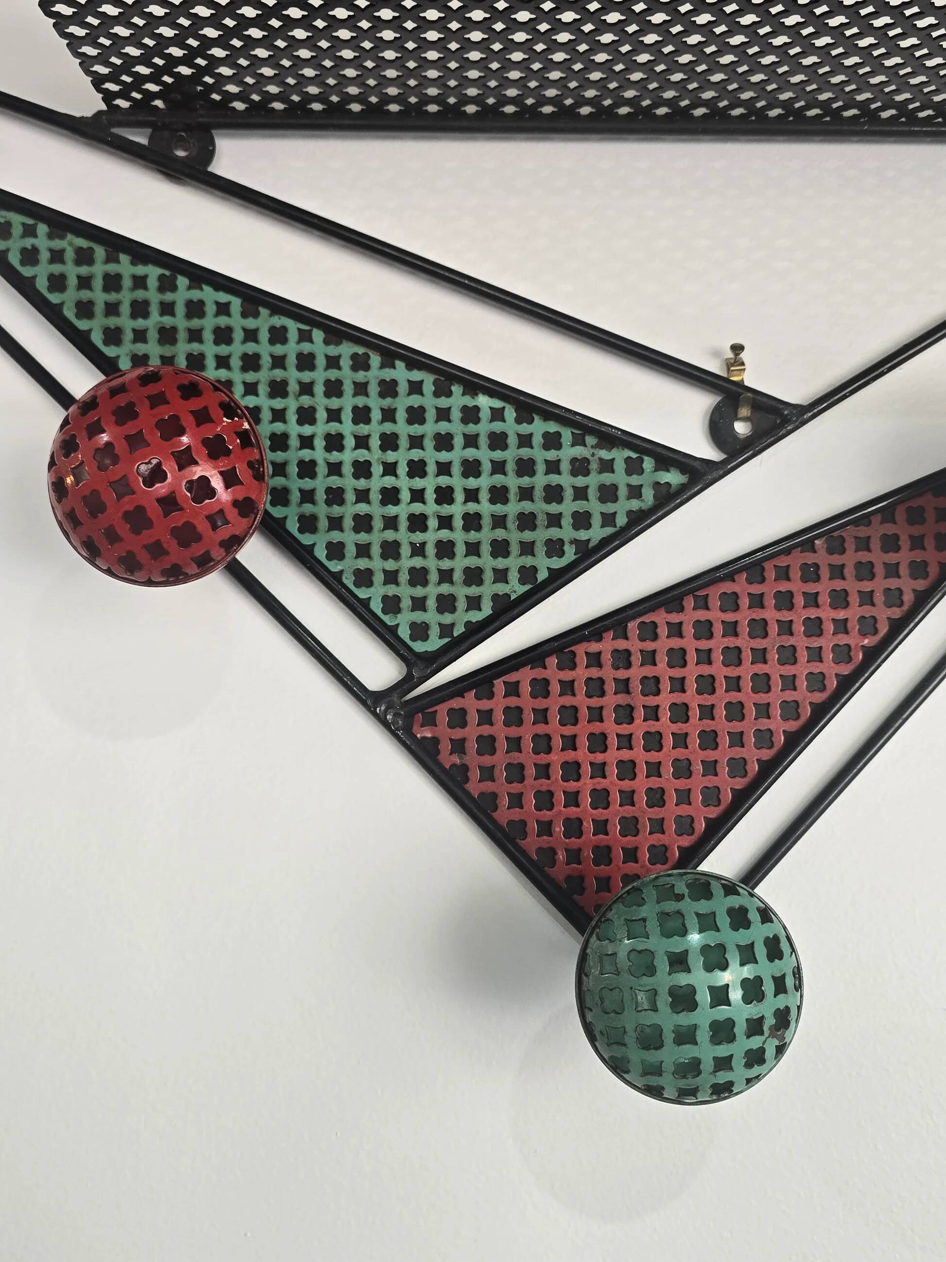 Wall-mounted coat rack attributed to Mathieu Matégot – France, 1950s