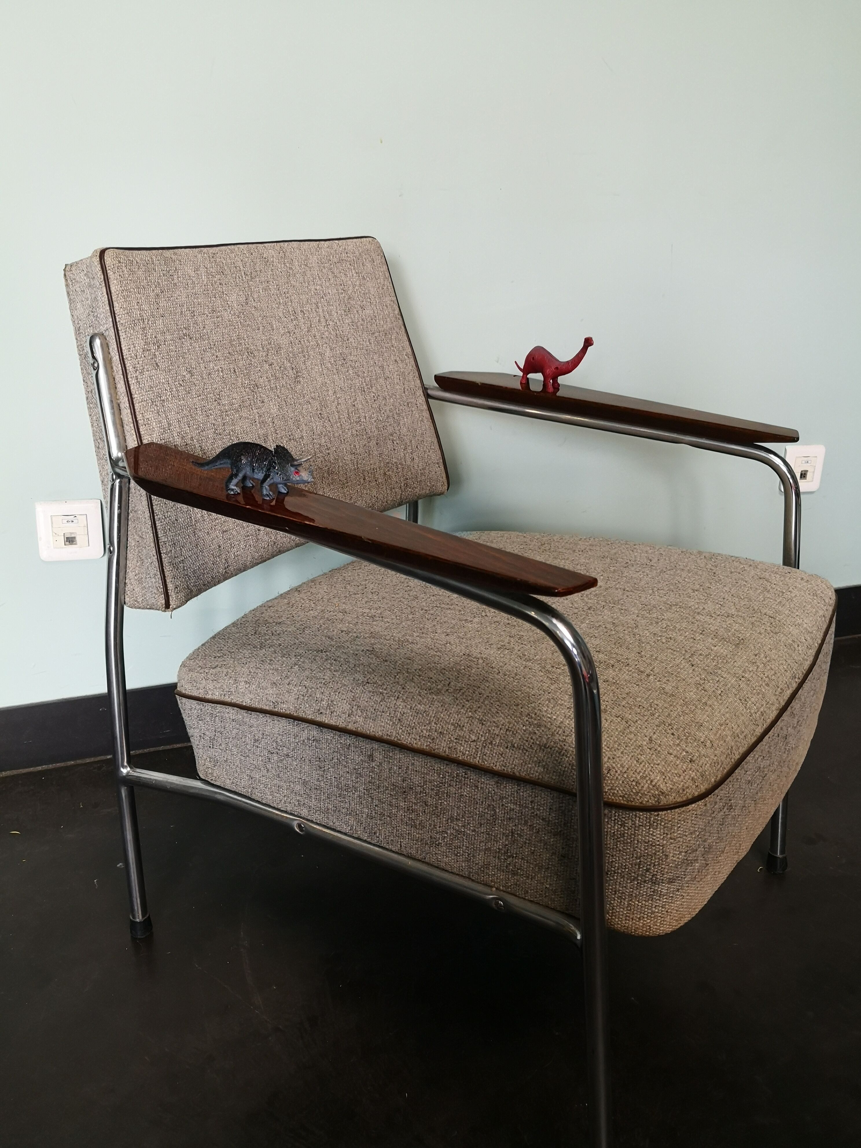 Fauteuil tchèque, 1960, métal, tissu et bois