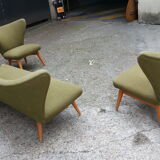 Sculptural sofa and 2 armchairs fifties sofa set