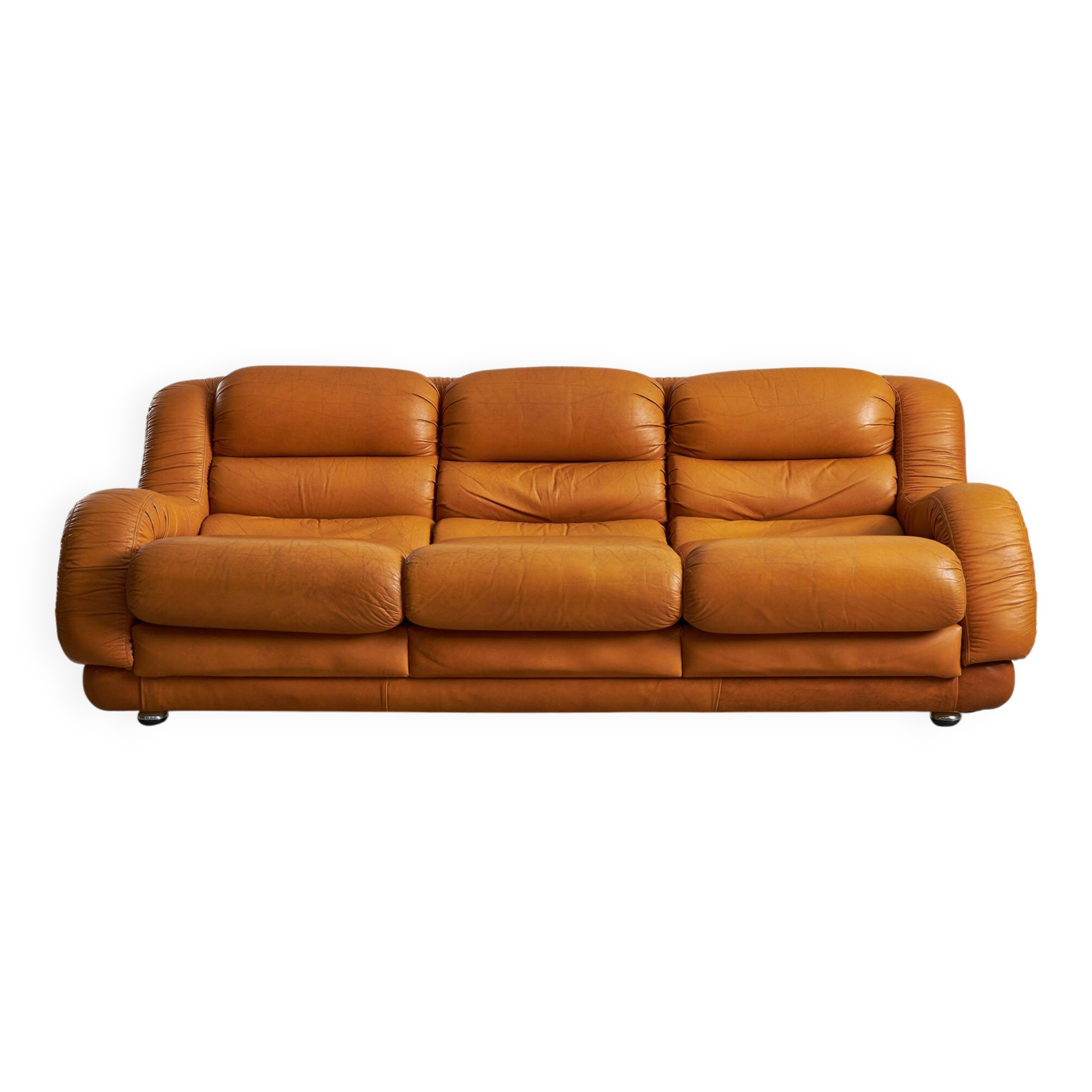 Light Warm Brown Leather Sofa Set