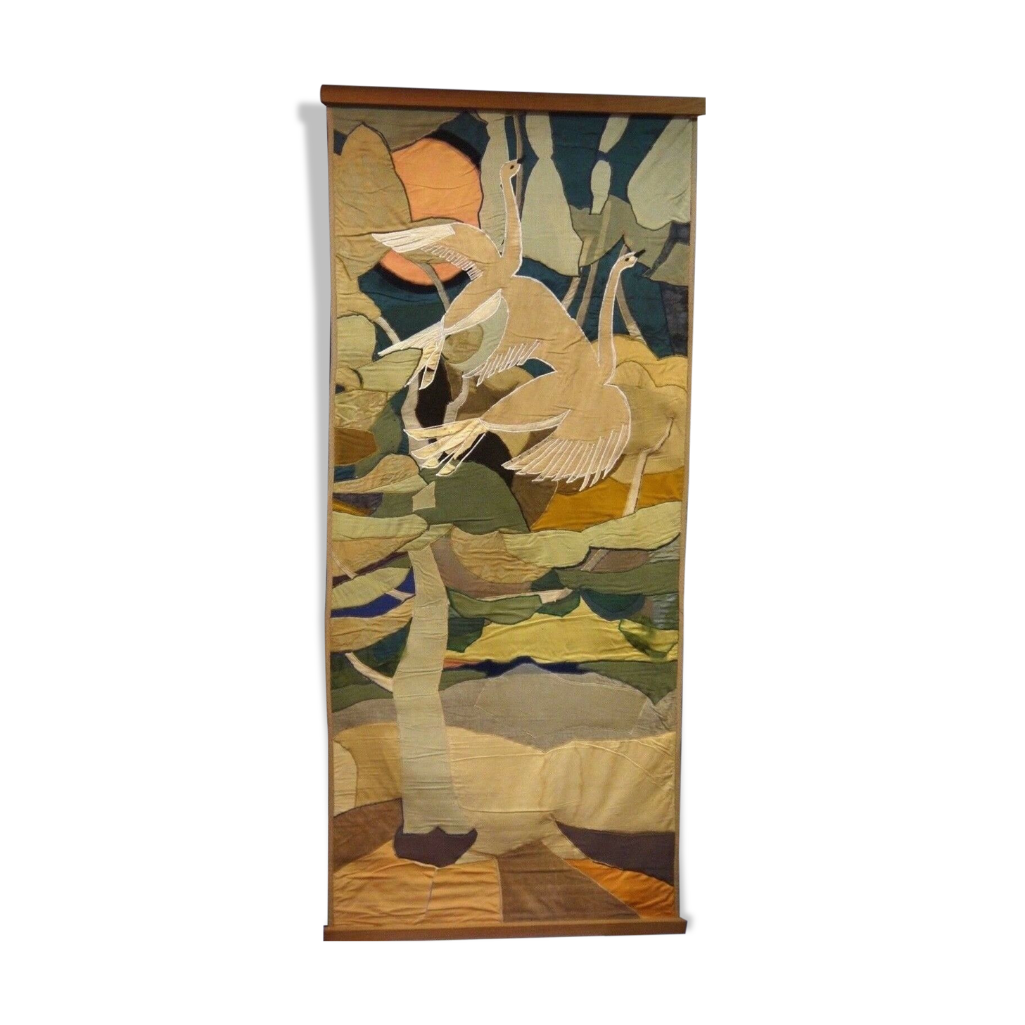 Tapestry and silk a bird decor 1930 geometry cutting in the state