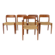 5 chaises Niels Moller, modèle 75, années 1950, teck vintage danois