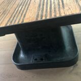 Industrial coffee table in wood and wrought iron