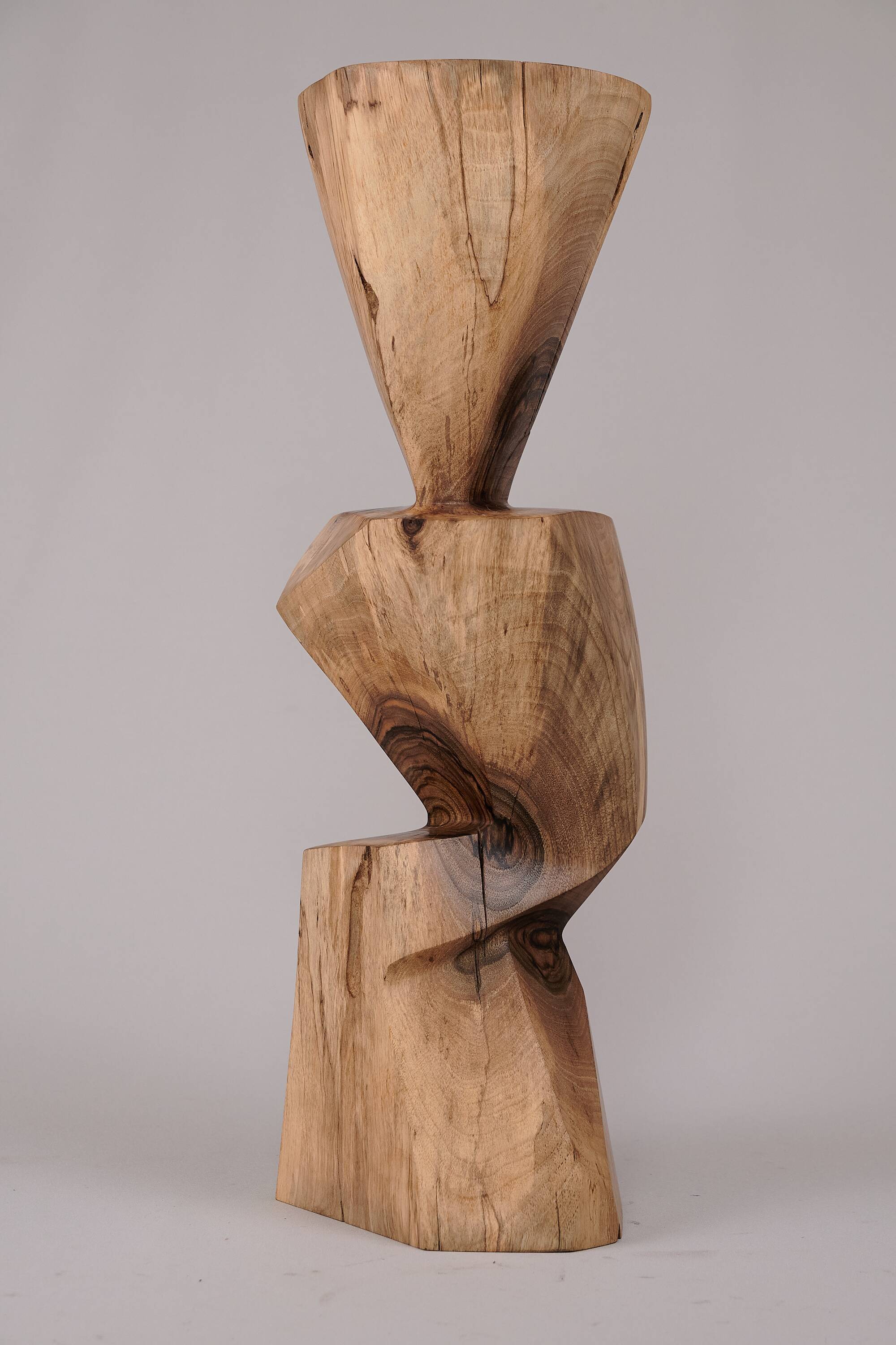 Solid wood sculptural side table, original contemporary design, logniture