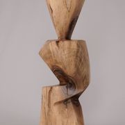 Table d’appoint sculpturale en bois massif, design contemporain original, logniture