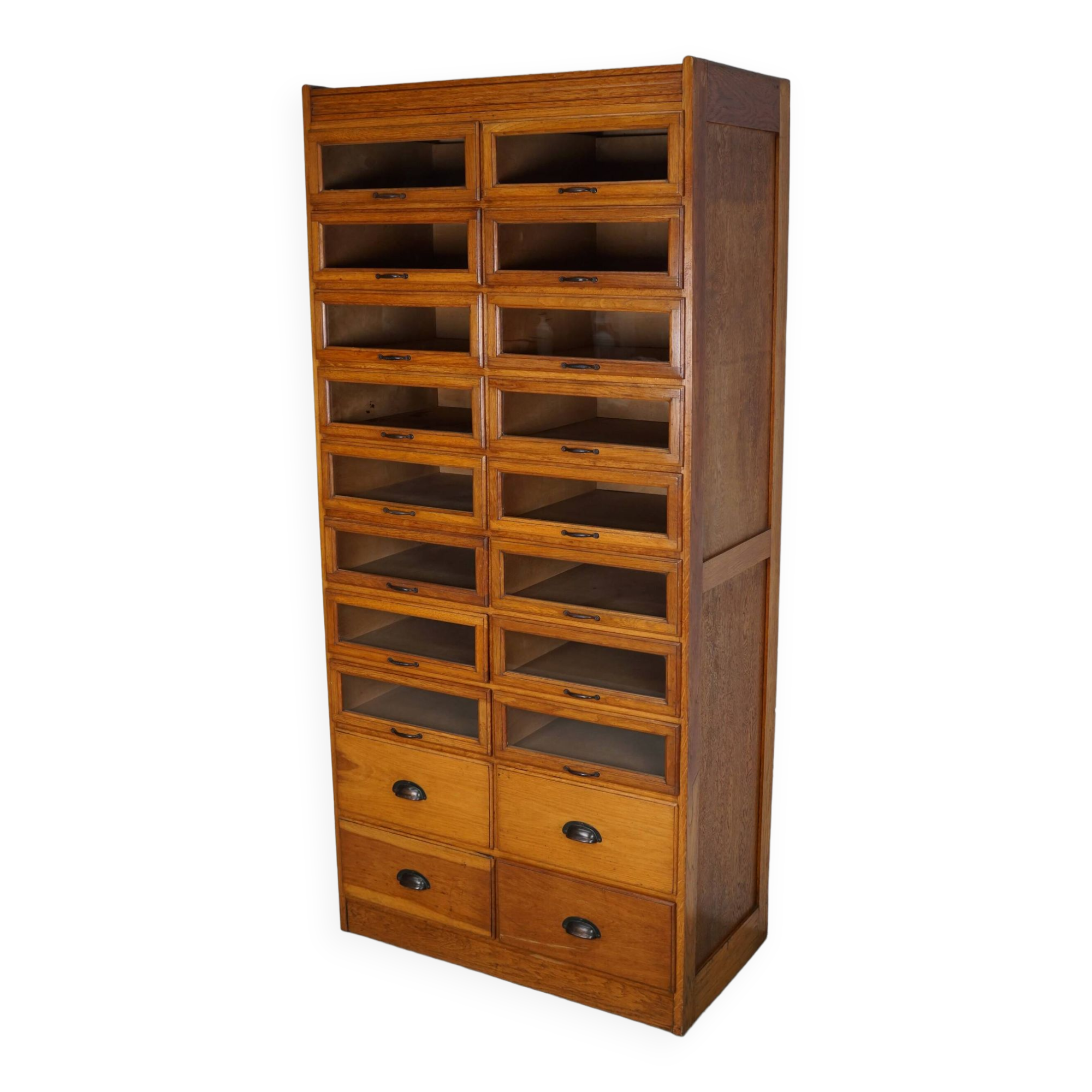 English Haberdashery Shop Cabinet with Glass Fronted Drawers, Circa 1930s