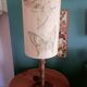 Turned wood lamp and silk lampshade