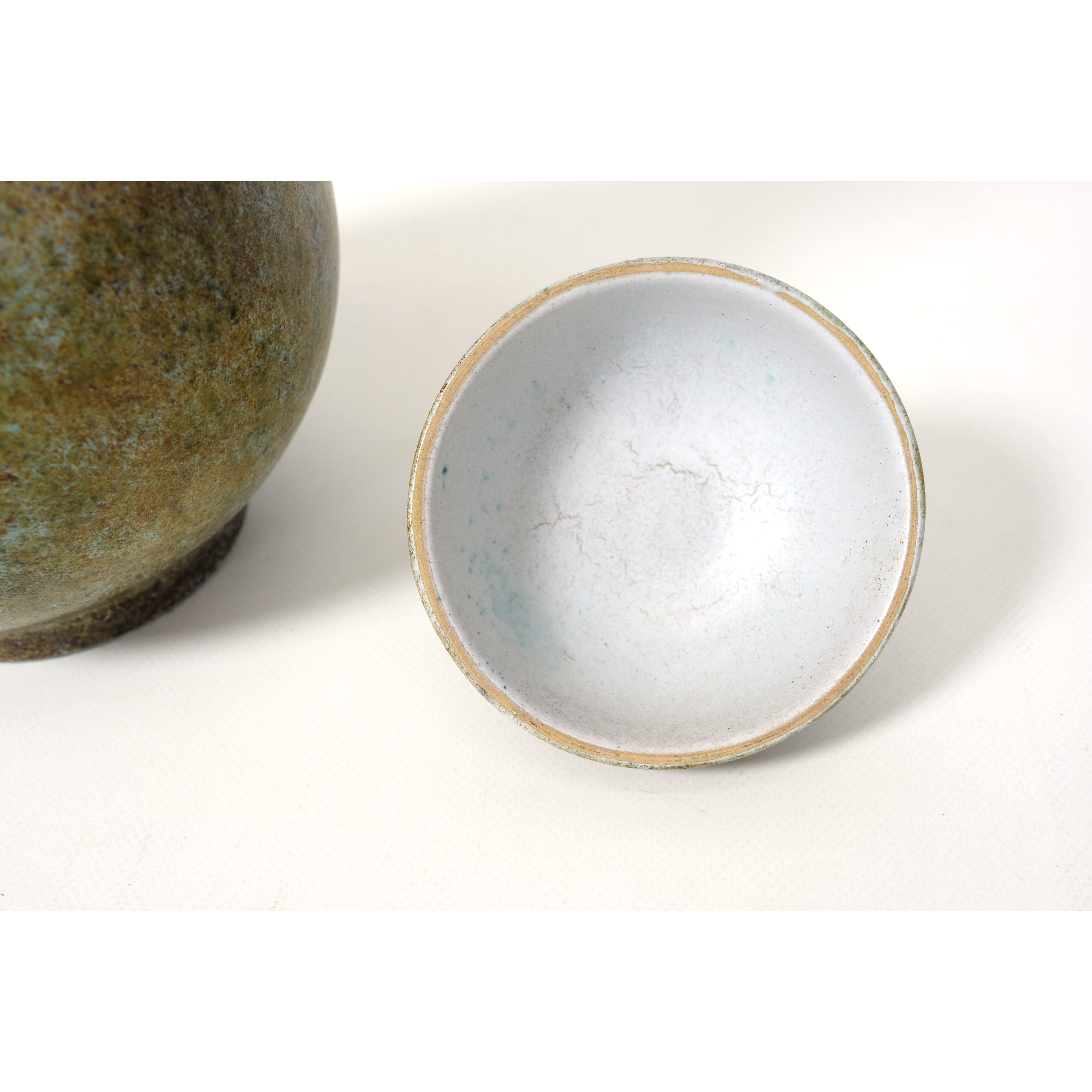 La Grange aux Potiers, ceramic pourer with green cover, 35 cm