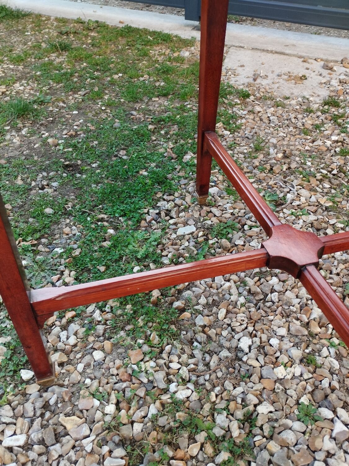 Antique Louis XVI style bouillotte table with marble top