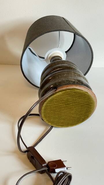 Vintage handmade stoneware geometric lamp