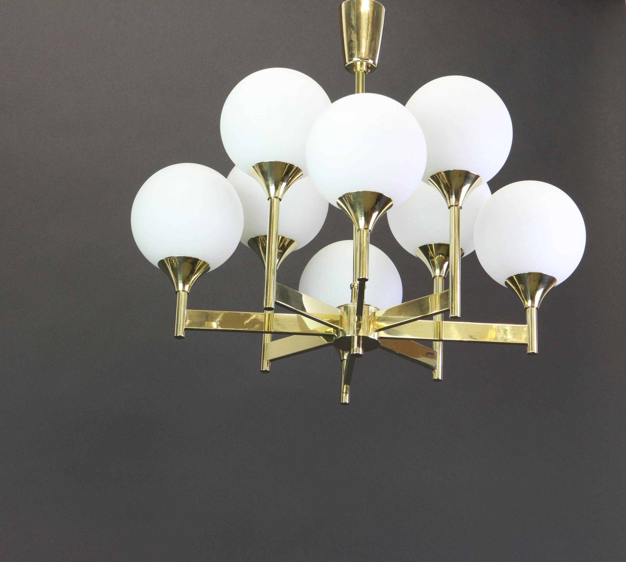 Sputnik chandelier by Kaiser, Germany, 1970s.