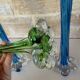 Trio de soliflore vase Murano vintage – verre soufflé bleu & vert – It