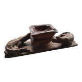 Cendrier en bois sculpté avec crocodiles vintage