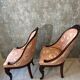 Pair of carved solid mahogany gondolas from the 19th century