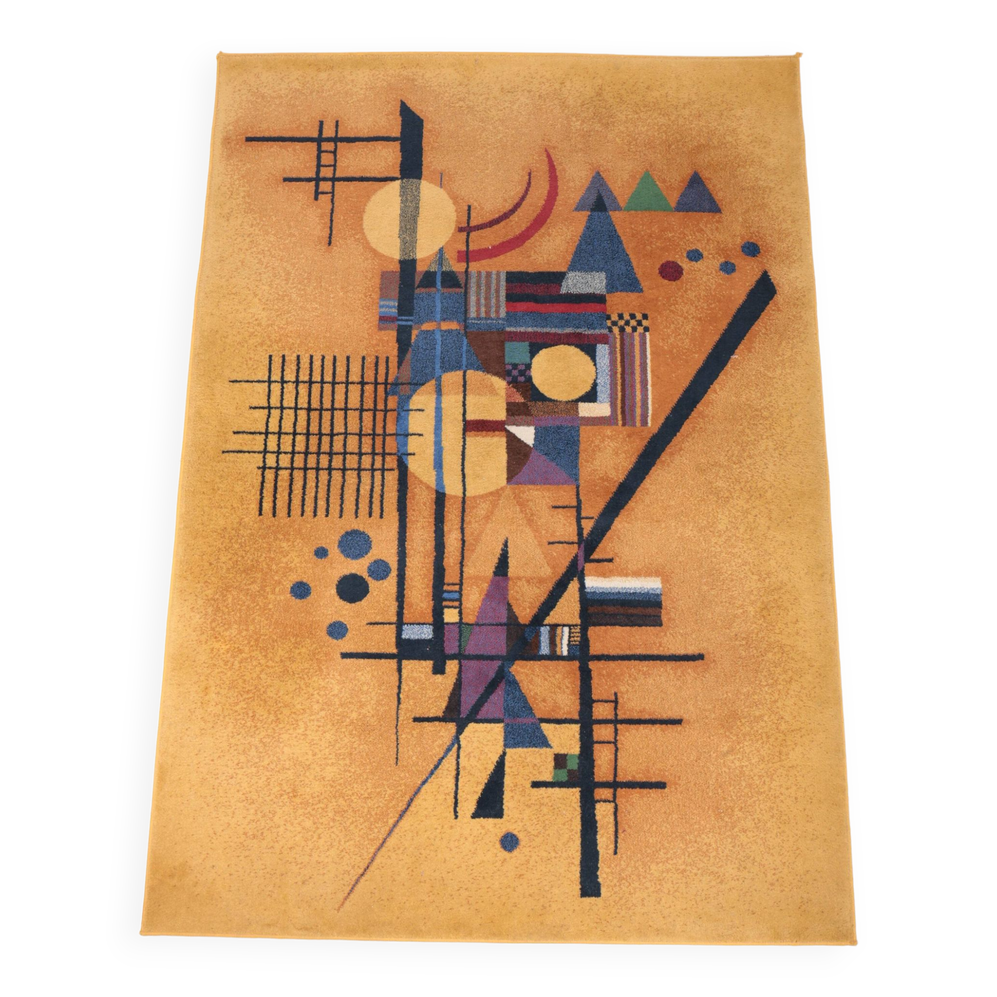 Vintage rug, abstract composition inspired by Kandinsky