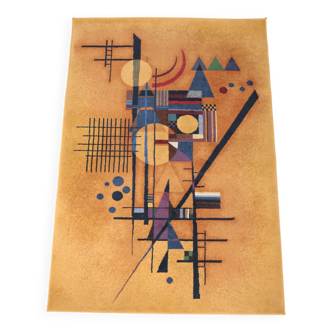 Tapis vintage, composition abstraite inspirée de Kandinsky