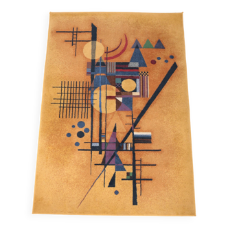 Vintage rug, abstract composition inspired by Kandinsky