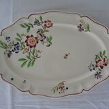 Plat ovale Sarreguemines faience ancienne décor fleurs, Strasbourg
