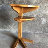 Vintage light wood corner pedestal table